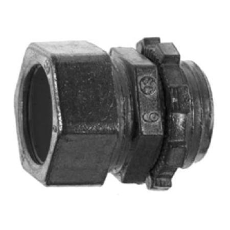 Halex EMT Connector, 1/2 in, Compression, Die Cast Zinc 22210